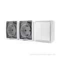 IP44 Double Schuko Power Outlet With Shutter Switch